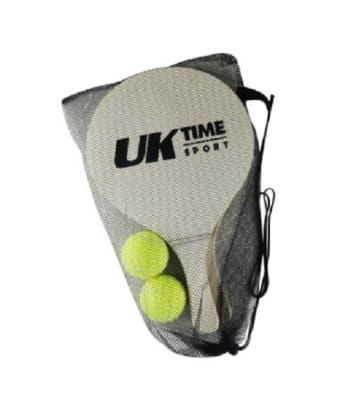 SET DE PALETAS DE PLAYA MADERA CON 2 PELOTAS DE TENIS