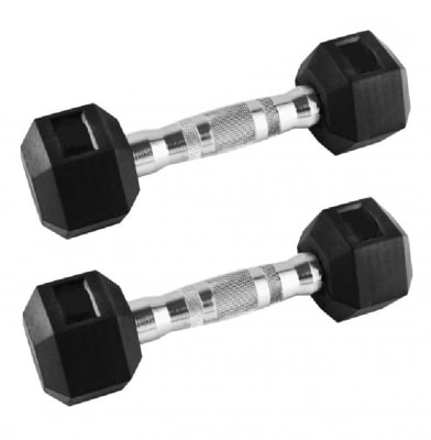 PAR DE MANCUERNAS HEXAGONALES FIERRO MANGO CROMADO 2 KG