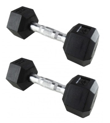 PAR DE MANCUERNAS HEXAGONALES FIERRO MANGO CROMADO 2 KG