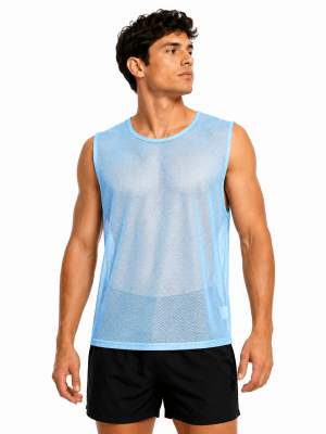 PACK 10 PETOS DEPORTIVOS CALADOS CERRADOS TALLA L-XL CELESTE