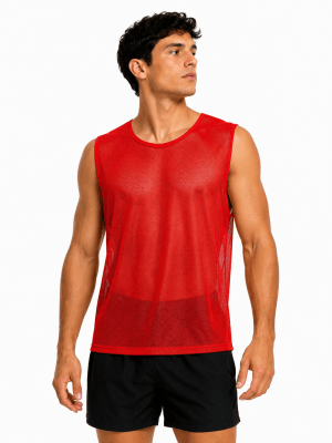 PACK 10 PETOS DEPORTIVOS CALADOS CERRADOS TALLA S-M ROJO