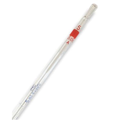 PIPETA GRADUADA CLASE A DE 5 ML CON 100 DIVISIONES 0,05 ML
