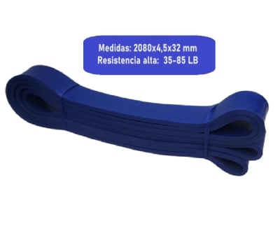 BANDA ELASTICA POWER BAND 35-85 LB RESISTENCIA ALTA COLOR AZUL1