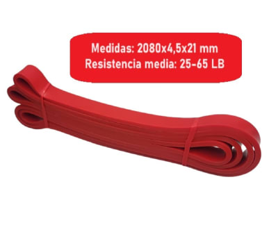 BANDA ELASTICA POWER BAND 25-65 LB RESISTENCIA MEDIA COLOR ROJO1