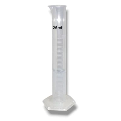 PROBETA PLASTICA 25 ML GRADUACION 0.5 ML GRABACION EN RELIEVE