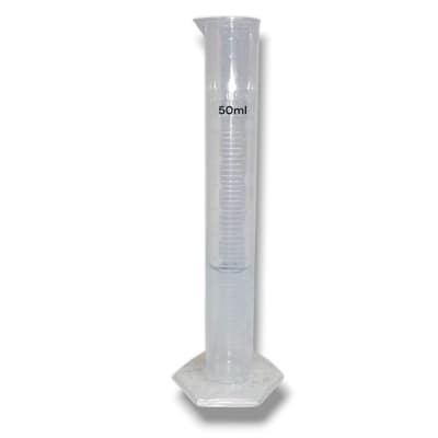 PROBETA PLASTICA 50 ML GRADUACION 1 ML GRABACION EN RELIEVE