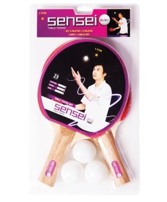 SET DE 2 PALETAS Y 3 PELOTAS DE PING PONG SENSEI 1 ESTRELLA1