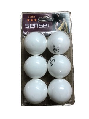 SET DE 6 PELOTAS DE PING-PONG SENSEI 3 ESTRELLAS BLANCA