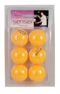 SET DE 6 PELOTAS DE PING-PONG SENSEI 3 ESTRELLAS NARANJA