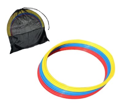 SET DE 12 AROS DE AGILIDAD 40 CM 3 COLORES CON BOLSO1