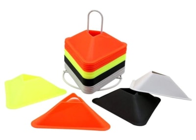 SET DE 40 CONOS DE AGILIDAD TRIANGULARES CON SOPORTE METALICO