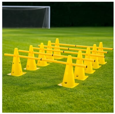 SET DE AGILIDAD 10 CONOS PERFORADOS 32 CM + 5 POSTES 100 CM