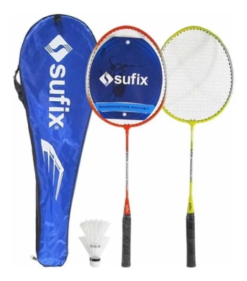 SET DE BADMINTON 2 RAQUETAS Y 2 PLUMILLAS SUFIX PARA ADULTOS