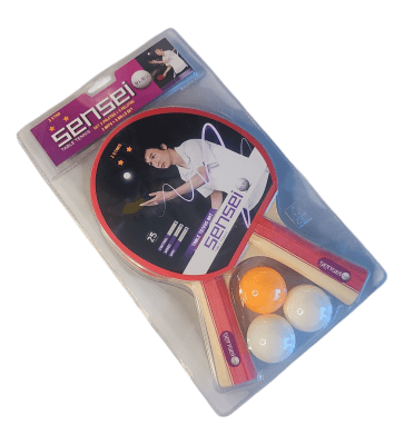 SET DE 2 PALETAS Y 3 PELOTAS DE PING PONG SENSEI 2 ESTRELLAS