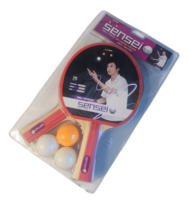 SET DE 2 PALETAS Y 3 PELOTAS DE PING PONG SENSEI 2 ESTRELLAS