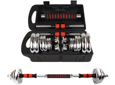 SET MANCUERNAS AJUSTABLES 30 KG FIERRO CROMADO CON EXTENSOR SET MANCUERNAS AJUSTABLES 30 KG FIERRO CROMADO CON EXTENSOR