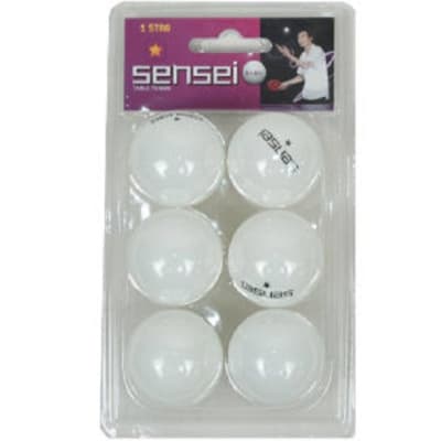 SET DE 6 PELOTAS DE PING PONG SENSEI 1 ESTRELLA BLANCA