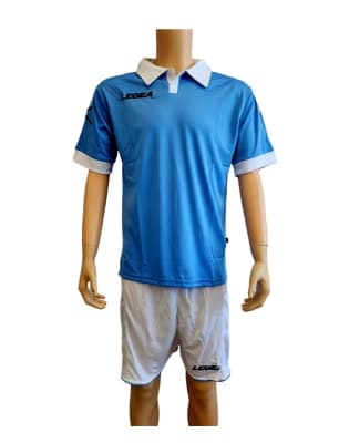 UNIFORME DE FUTBOL LEGEA MODELO VINTAGE CELESTE/BLANCO