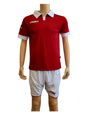 UNIFORME DE FUTBOL LEGEA MODELO VINTAGE ROJO/BLANCO