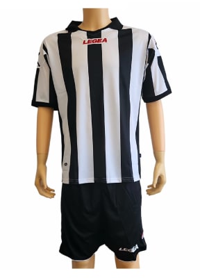 UNIFORME DE FUTBOL LEGEA MODELO BELGRADO NEGRO/BLANCO