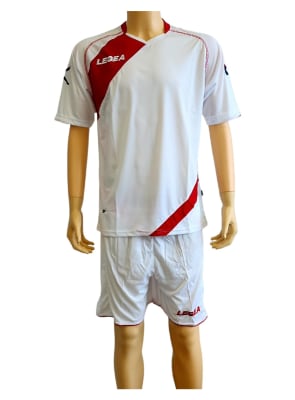 PACK 15 UNIFORMES DE FUTBOL LEGEA MODELO NAIROBI BLANCO/ROJO1