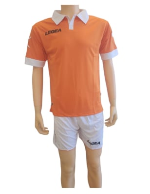 UNIFORME DE FUTBOL LEGEA MODELO VINTAGE NARANJA/BLANCO
