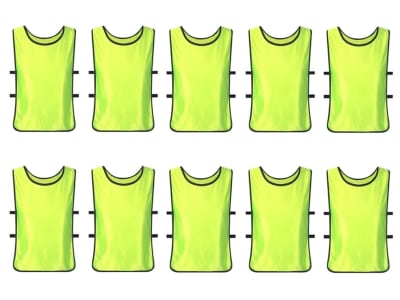 PACK 10 PETOS DEPORTIVOS ABIERTO CON ELASTICOS TALLA S-M ADULTO AMARILLO FLUOR1