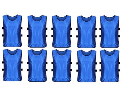 PACK 10 PETOS DEPORTIVOS ABIERTO CON ELASTICOS TALLA S-M ADULTO AZUL