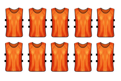 PACK 10 PETOS DEPORTIVOS ABIERTO CON ELASTICOS TALLA S-M ADULTO NARANJA