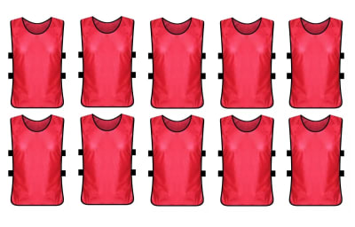 PACK 10 PETOS DEPORTIVOS ABIERTO CON ELASTICOS TALLA S-M ADULTO ROJO