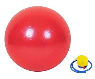 BALON PILATES 55 CM CON INFLADOR COLOR ROJO