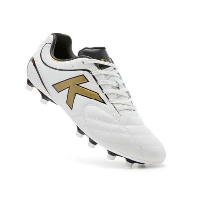 ZAPATO DE FUTBOL KELME LEGACY MG BLANCO DORADO 100% CUERO