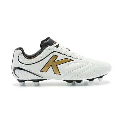 ZAPATO DE FUTBOL KELME LEGACY MG BLANCO DORADO 100% CUERO