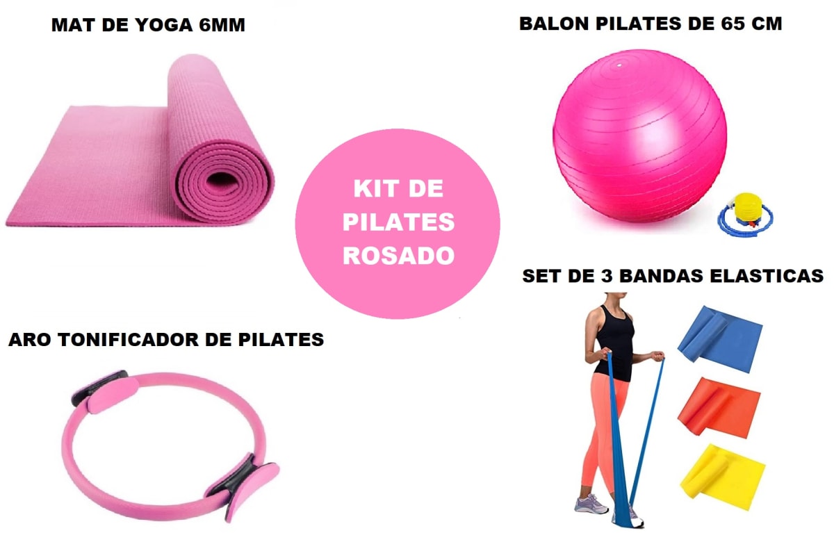 KIT DE PILATES COLOR ROSADO 6 PIEZAS Tecnoclass SpA