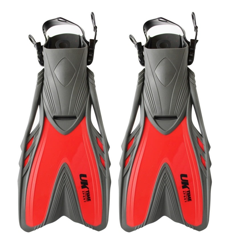 ALETAS DE NATACION AJUSTABLES UKTIME SPORT ROJO-GRIS TALLA S-M