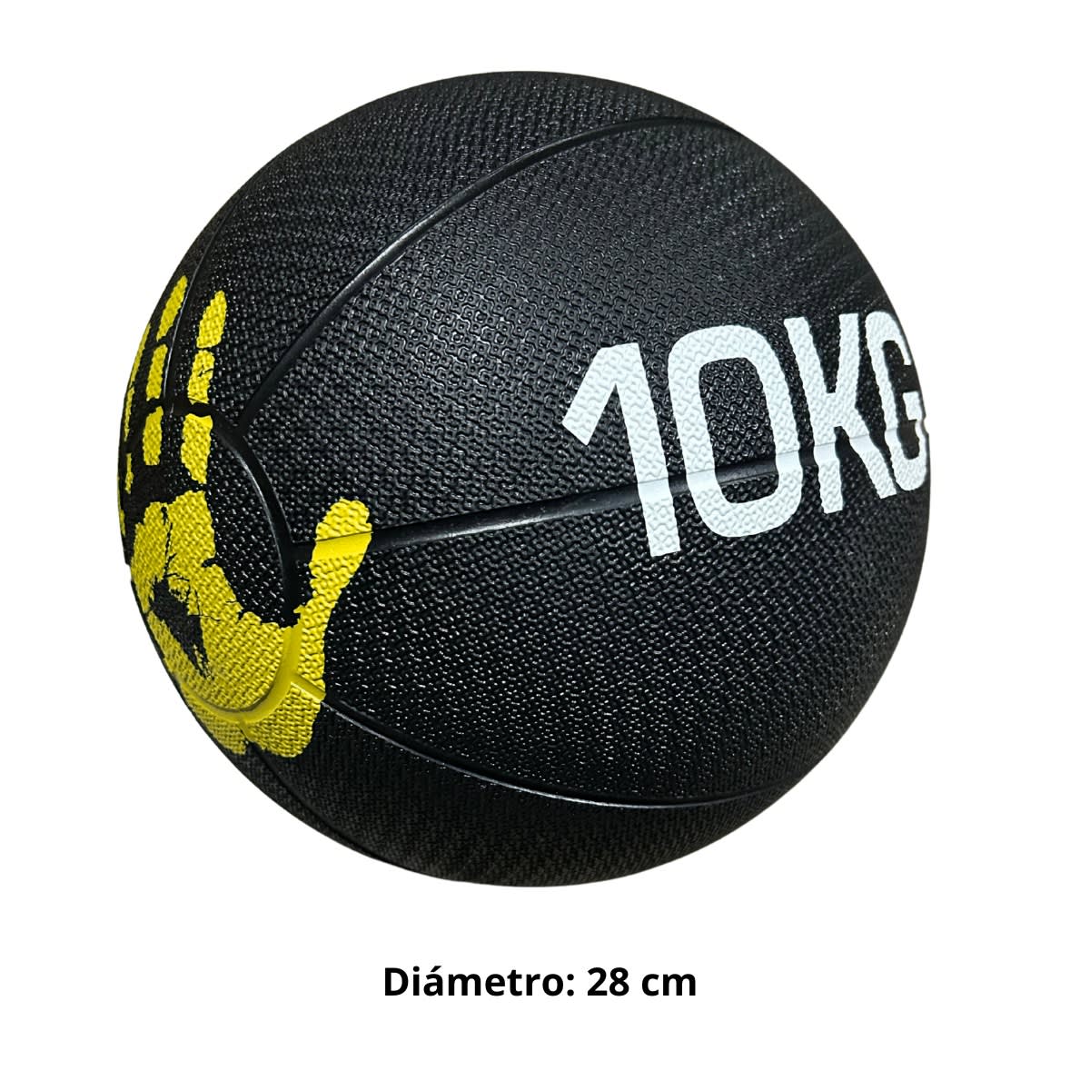 BALON MEDICINAL DE GOMA CON REBOTE 10 KILOS NEGRO-AMARILL