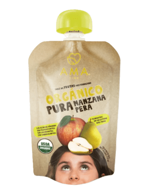 Puré de manzanas y peras pasteurizado 90gr Caja de 32un1