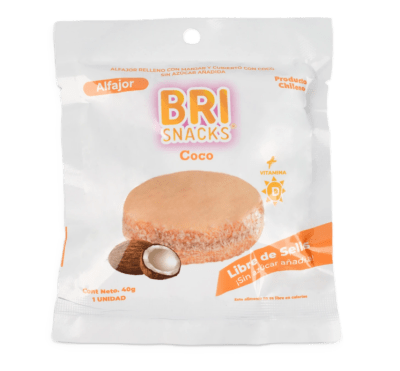 Alfajor sabor de coco 40gr Caja de 15un1