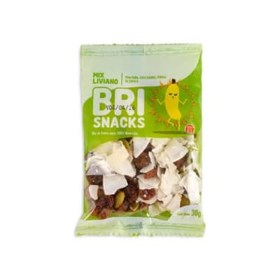 Mix liviano de semillas de zapallo, láminas de coco y pasas rubias 30gr Caja de 50un1
