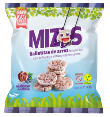 Galletas de arroz sabor arándano 16gr Caja de 28un2