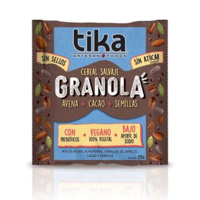 Granola de avena, cacao y semillas 20gr Caja de 21un1