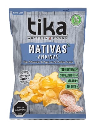 Papas chips con sal rosada Nativas Andinas 35gr Caja de 48un1