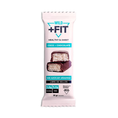 Barra Wildfit sabor coco y chocolate 35gr Caja de 16un1