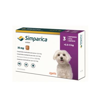 Simparica 10 mg 3 comprimidos 2,5 a 5 kg