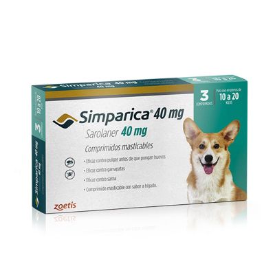 Simparica 40 mg 3 comprimidos 10 a 20 kg