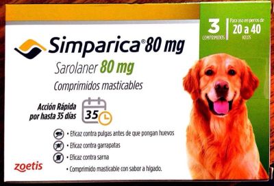 Simparica 80 mg 3 comprimidos 20  a 40 kg