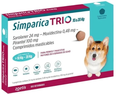 Simparica Trio 10 a 20 kg 3 comp.