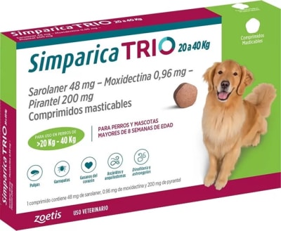 Simparica Trio 20 a 40 kg 3 comp.