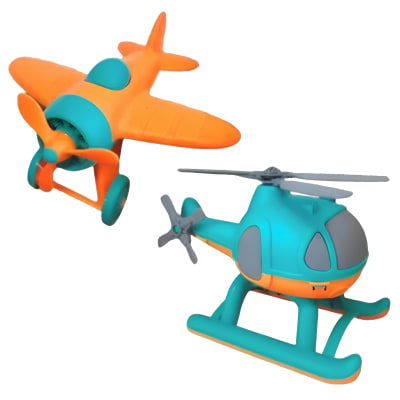 Set Avión y helicóptero bioplástico1
