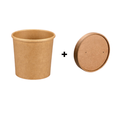 Pote Kraft 12oZ con tapa Kraft (25 unidades)